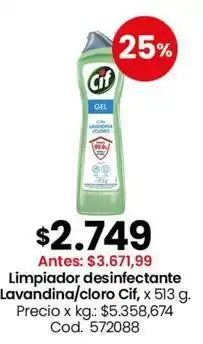 Coto Cif - limpiador desinfectante lavandina/cloro , x 513 g. cod. 572088 oferta