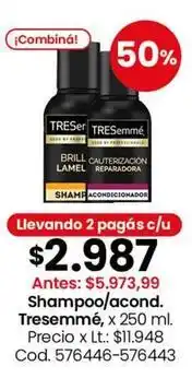 Coto Tresemmé - shampoo/acond. 250 ml oferta