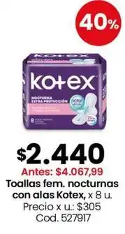 Coto Kotex - toallas fem. nocturnas con alas oferta