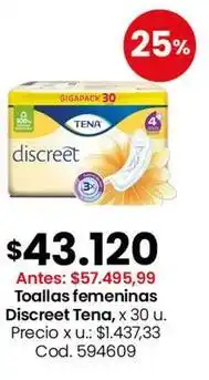 Coto Tena - toallas femeninas discreet , x 30 u. cod. 594609 oferta