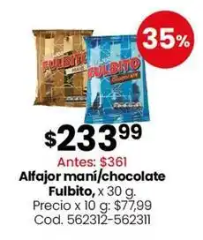 Coto Fulbito - alfajor maní/chocolate oferta