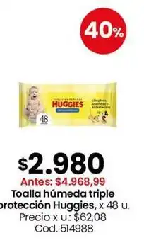 Coto Huggies - toalla húmeda triple protección, x 48 u. cod. 514988 oferta