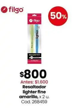 Coto Resaltador lighter fine amarillo, x 2 u. cod. 268459 oferta