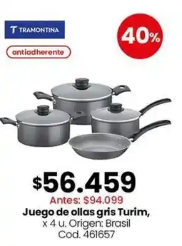 Coto Tramontina - juego de ollas gris turim oferta