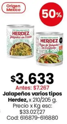 Coto Herdez jalapeños varios tipos oferta
