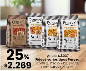 Pureza fideos varios tipos