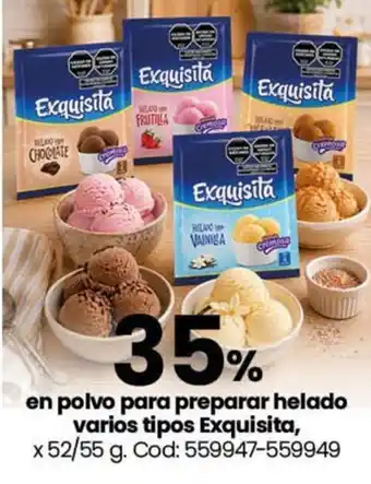 Exquisita polvo para preparar helado varios tipos