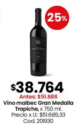 Coto Trapiche vino malbec gran medalla oferta