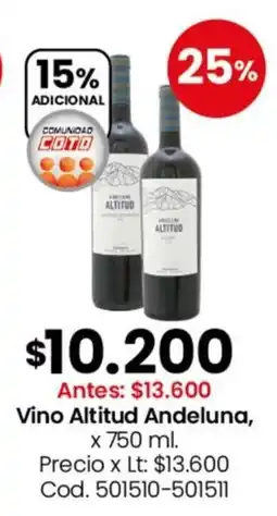 Coto Vino Altitud Andeluna oferta