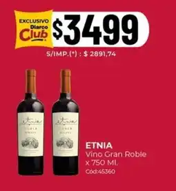 Diarco Etnia vino gran roble oferta