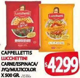 Supermercados Caracol Lucchettini capellettitis carne/espinaca/jyq/multicolor oferta