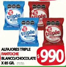 Supermercados Caracol Fantoche alfajores triple blanco/chocolate oferta