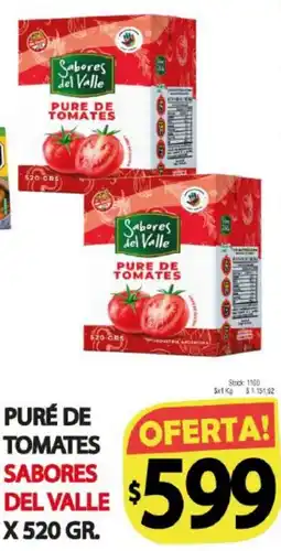 Supermercados Caracol Sabores del Valle puré de tomates oferta