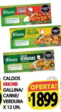 Supermercados Caracol Knorr caldos gallina/carne/verdura oferta