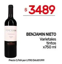 Nini Mayorista Benjamin nieto varietales tintos oferta