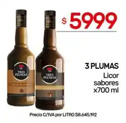 Nini Mayorista Tres plumas licor sabores oferta