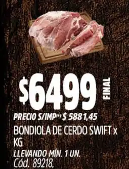 Supermercados Yaguar Swift bondiola de cerdo oferta