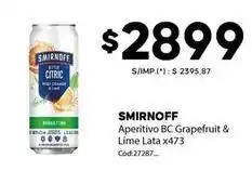 Diarco Smirnoff - aperitivo bc grapefruit & lime lata x473 cód:27287 oferta