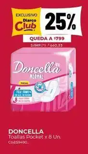 Diarco Doncella - toallas pocket x 8 un. cod:59490 oferta