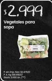 Changomas Vegetales para sopa oferta