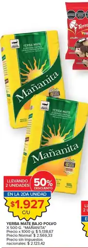 Carrefour Market Mañanita yerba mate bajo polvo oferta