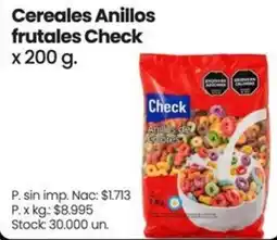 Changomas Check cereales anillos frutales oferta