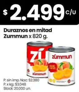 Changomas Zummun duraznos en mitad oferta
