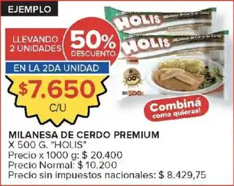 Carrefour Market Holis milanesa de cerdo premium oferta