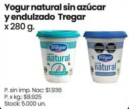 Changomas Tregar yogur natural sin azúcar y endulzado oferta