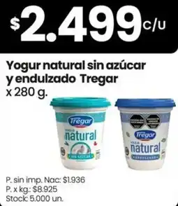 Changomas Tregar yogur natural sin azúcar y endulzado oferta