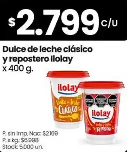 Changomas Ilolay dulce de leche clásico y repostero oferta