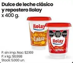 Changomas ilolay dulce de leche clásico y repostero ilolay oferta
