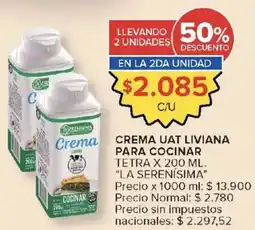 Carrefour La serenisima crema liviana para cocinar oferta