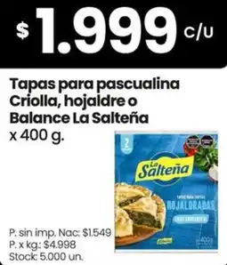 Changomas La salteña tapas para pascualina criolla, hojalde o balance oferta