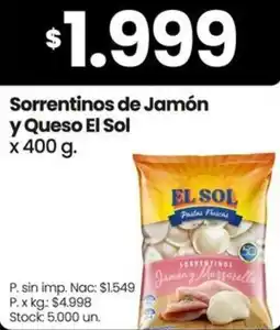 Changomas El sol sorrentinos de jamón y queso oferta