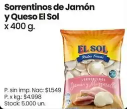 Changomas El sol sorrentinos de jamón y queso oferta