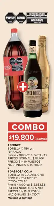 Carrefour Fernet branca gaseosa cola oferta