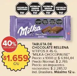 Carrefour Market Milka tableta de chocolate rellena oferta