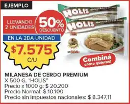 Carrefour Holis milanesa de cerdo premium oferta