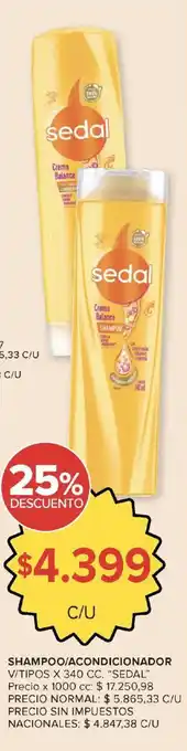 Carrefour Sedal shampoo/ acondicionador oferta