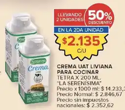 Carrefour Market La serenisima crema liviana para cocinar oferta