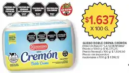 Carrefour La serenisima queso doble crema cremón oferta