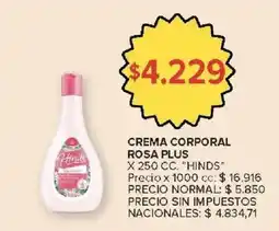 Carrefour Market Hinds crema corporal rosa plus oferta
