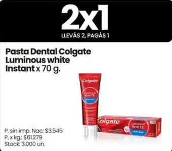 Changomas Colgate pasta dental luminous white instant oferta