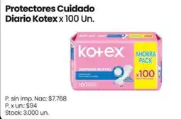 Changomas Kotex protectores cuidado diario oferta