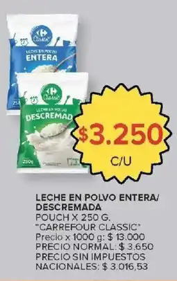 Carrefour Market Carrefour classic leche en polvo entera/ descremada oferta