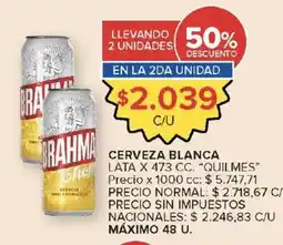Carrefour Brahma cerveza blanca oferta