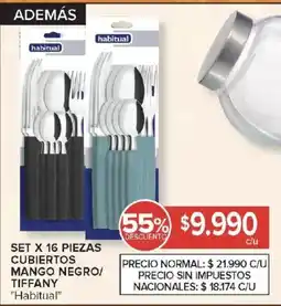 Carrefour habitual cubiertos mango negro/ tiffany oferta