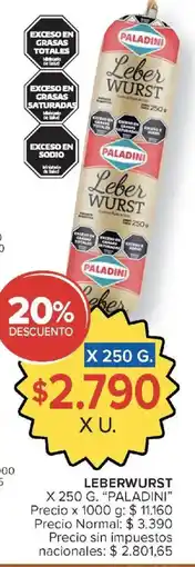Carrefour Paladini leberwurst oferta