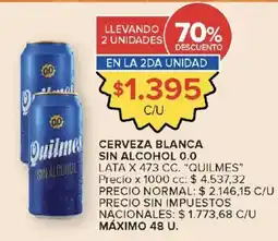Carrefour Quilmes cerveza blanca sin alcohol 0.0 oferta